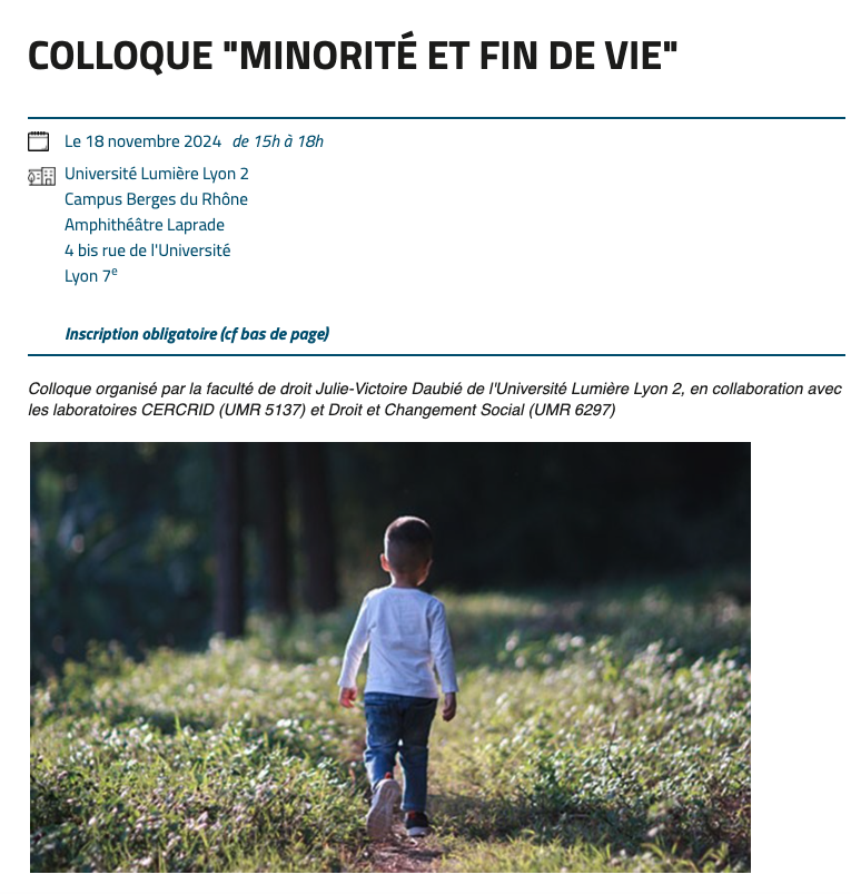 Colloque Minorité et fin de vie