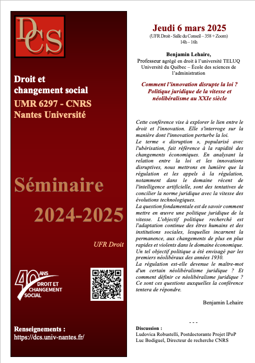 Séminaire général Droit et changement social 2024-2025 Benjamin Lehaire